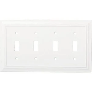 Quad Toggle Wall Plate Quad Switch Plate Architectural White - Picture 1 of 2