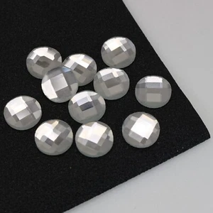 100 Clear Faceted Round Flatback Glass Crystal Rhinestone Gems 10mm No Hole - Picture 1 of 5