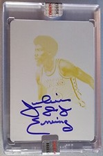 2013-14 National Treasures Julius Erving 1/1 Yellow Printing Plate OneofOne Auto