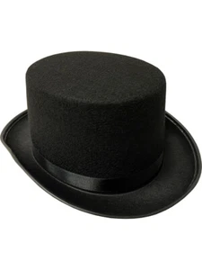 Adult's Gentlemans Black Felt Top Hat Costume Accessory - Picture 1 of 1