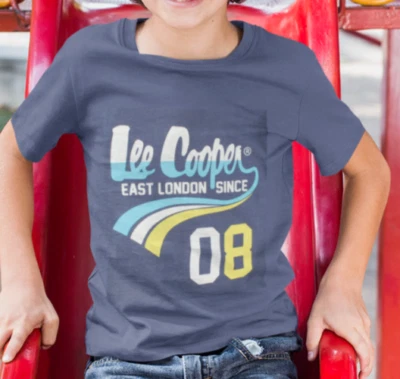 Boys Short Sleeve T-Shirt. Navy Blue Color. Lee Cooper, 4-14 Years - Image 1 of 2