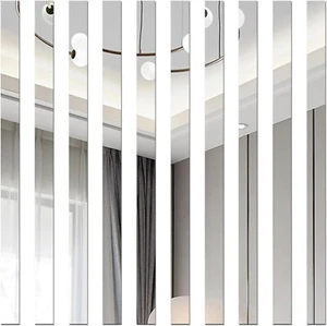 20/40x DIY Strip Mirror Stickers Self Adhesive Long Acrylic Wall Decal Art Decor - Picture 1 of 28