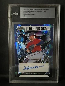 2023 Leaf Metal Hurston Waldrep 1st Round Gems Crystal Blue Auto #1/1 Encased - Picture 1 of 2
