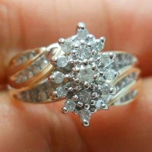 10KT 2TONE GOLD LADIES DIAMOND CLUSTER RING SIZE 7.75 .50 CARAT TW G86001-2 - Picture 1 of 4