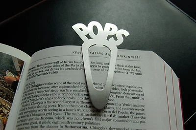 POPS BOOKMARK Dad Grandad Father Fathers Day Book Stainless Steel Gift - Immagine 1 di 3