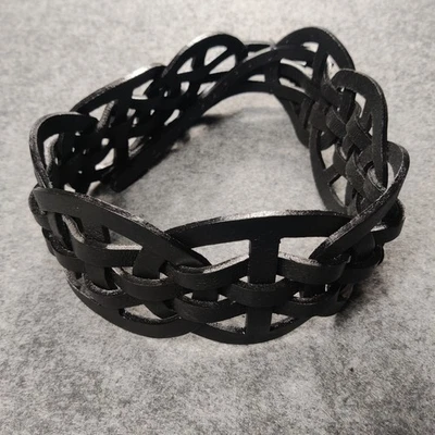 Cinturón Cintura Tejido Cuero Negro Mujer Mediano Triple Hebilla Ajustable Boho Gótico Foto 1 de 4