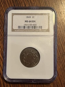 NGC MS-64 RB 1868 Two Cent Piece Solid Type Coin - Nice - Picture 1 of 4