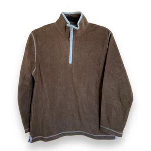 Mini Boden Boys Fleece Sz 11 12 Brown Blue Pullover Sweatshirt Quarter Zip Soft - Picture 1 of 4
