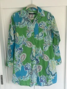 Lauren Ralph Lauren LRL Button Down Paisley longline loungewear Sleep Shirt Sz S - Picture 1 of 6