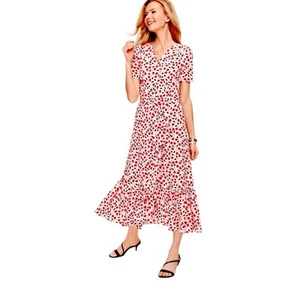 Talbots midi dress women’s size 6 floral ruffle faux wrap peasant fairy ballet - Picture 1 of 6