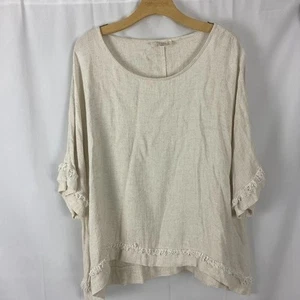 Pullover Umgee Boho Campesino Mezcla de Lino Top Con Flecos Para Mujer 2X - Imagen 1 de 12