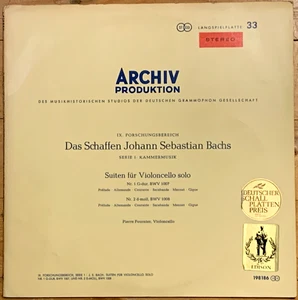 Bach Cello Suites 1 & 2 PIERRE FOURNIER Archiv LP SAPM 198186 Red Stereo VG+ - Picture 1 of 5