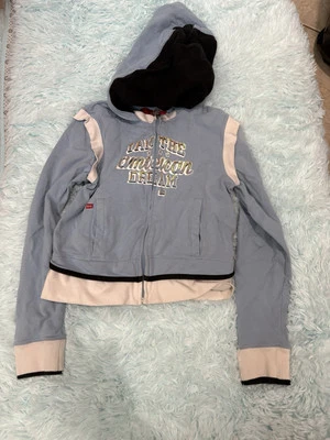 Sudadera Y2K EckoRed Azul/Blanco Cremallera Completa Manga Larga Cl48 Foto 1 de 4