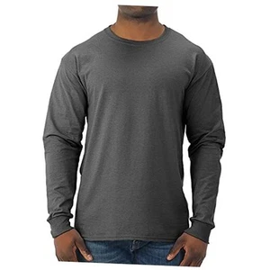 Men's Dri-Power Cotton Blend Long Sleeve Tees, Moisture X-Large Black Heather - Picture 1 of 5