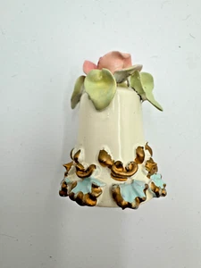 Dedal de porcelana flor rosa vintage de Alemania Occidental Grannycore coleccionable - Imagen 1 de 6