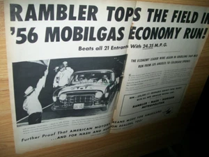 1956 Rambler sovradimensionato mag piega centrale auto pubblicità-poster-size-22x 15,5-"Tops field" - Foto 1 di 1