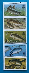 US Stamps Scott 2205 to 2209 Fish booklet pane of 5 22¢ M/NH Very fresh - Picture 1 of 3