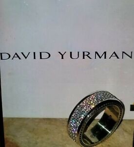 David Yurman Sterling Silver Man's 9mm Streamline 3 Row Diamond 1.91ct Ring 10
