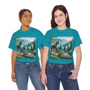 Lovely Wild Horse, Horse Lover Design Birthday Gift, Unisex Heavy Cotton Tee - Picture 1 of 21