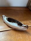 Vintage Small Brown & Cream Glazed Pottery Canoe – 1.75 inches high x 5.25 inche