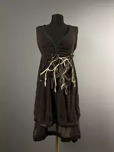 Rare Save the Queen Brown Tie Ruched Evening Y2K Pencil Tank Dress Tunika Size S - Bild 1 von 10