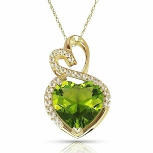 14K Solid Yellow Gold Double Heart 0.8" Pendant with CZ August Birthstone Gift - Picture 1 of 1