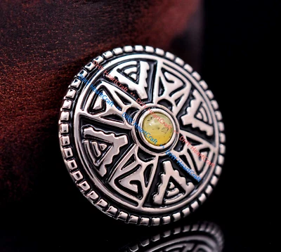 10X 1-1/8" 2-Tone Silver Cowboy Belt Bridle Saddle Tack Cross Concho Screwback - Image 1 of 4