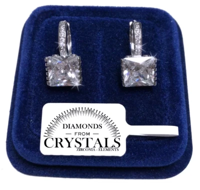 Orecchini Punto Luce Quadrato pl.oro Bianco 18K con cristalli Zirconi  Donna S3 - Immagine 1 di 4