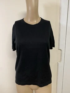 S Mullberry Silk Simplistic Crew - Neck Black Womens T Shirt RRP: £89 - Picture 1 of 6