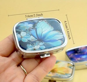 Fancy Blue Butterfly Pill Box - Picture 1 of 2