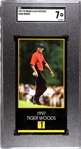 Tarjeta de novato 1997-99 Grand Slam Ventures Masters Tiger Woods RC SGC 7 casi nueva - Imagen 1 de 2