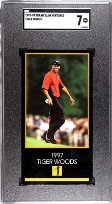 1997-99 Grand Slam Ventures Masters Tiger Woods Rookie Card RC SGC 7 NM - Image 1 of 2