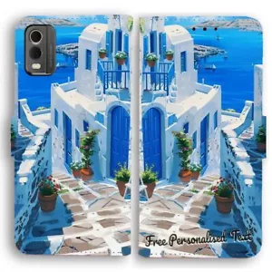 Personalised Text Phone Cover For LG Series - Santorini Greece House Landscape - Picture 1 of 1