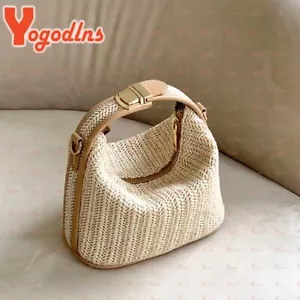 Summer Small Straw Handbag Trendy Shoulder Bag Woven Bucket Crossbody Bag - Picture 1 of 6