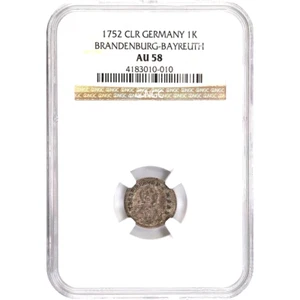 1752 German States Brandenburg Beyreuth 1 Kreuzer, NGC AU 58, Germany - Picture 1 of 2