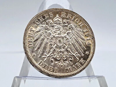 1914 Prussia 3 Mark **ALMOST UNCIRCULATED** - Image 1 of 2