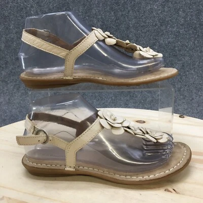 G.H. Bass & Co Sandals Womens 6 M Beth Thong Slingback Flats Tan Leather Open - Image 1 of 4