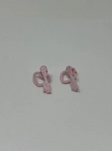 1988 Animal Lovin' Barbie Light Pink Earrings Heart Giraffe Shaped Jewelry #1350 - Picture 1 of 10