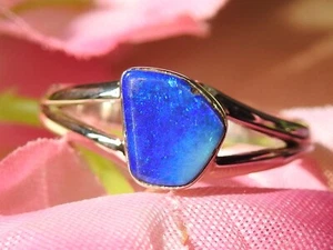 Australian Multi Fire Doublet Opal Handmade Sterling Silver Ring - Picture 1 of 5