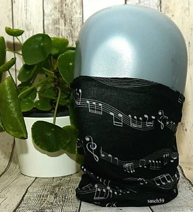 Multifunktionstuch Schlauchschal Mund Nasen Maske Bedeckung Loop schwarz Noten - Bild 1 von 8