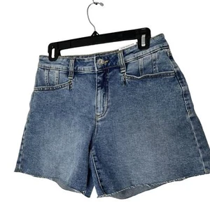 NWT Inc International Concepts High Rise Raw Hem Denim Shorts Medium Indigo 2 - Picture 1 of 6