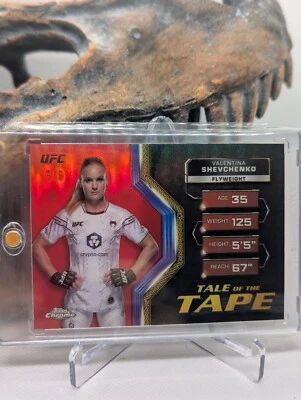 2024 Topps Chrome UFC Valentina Shevchenko Red Refractor Tale Of The Tape /5 - Image 1 of 2