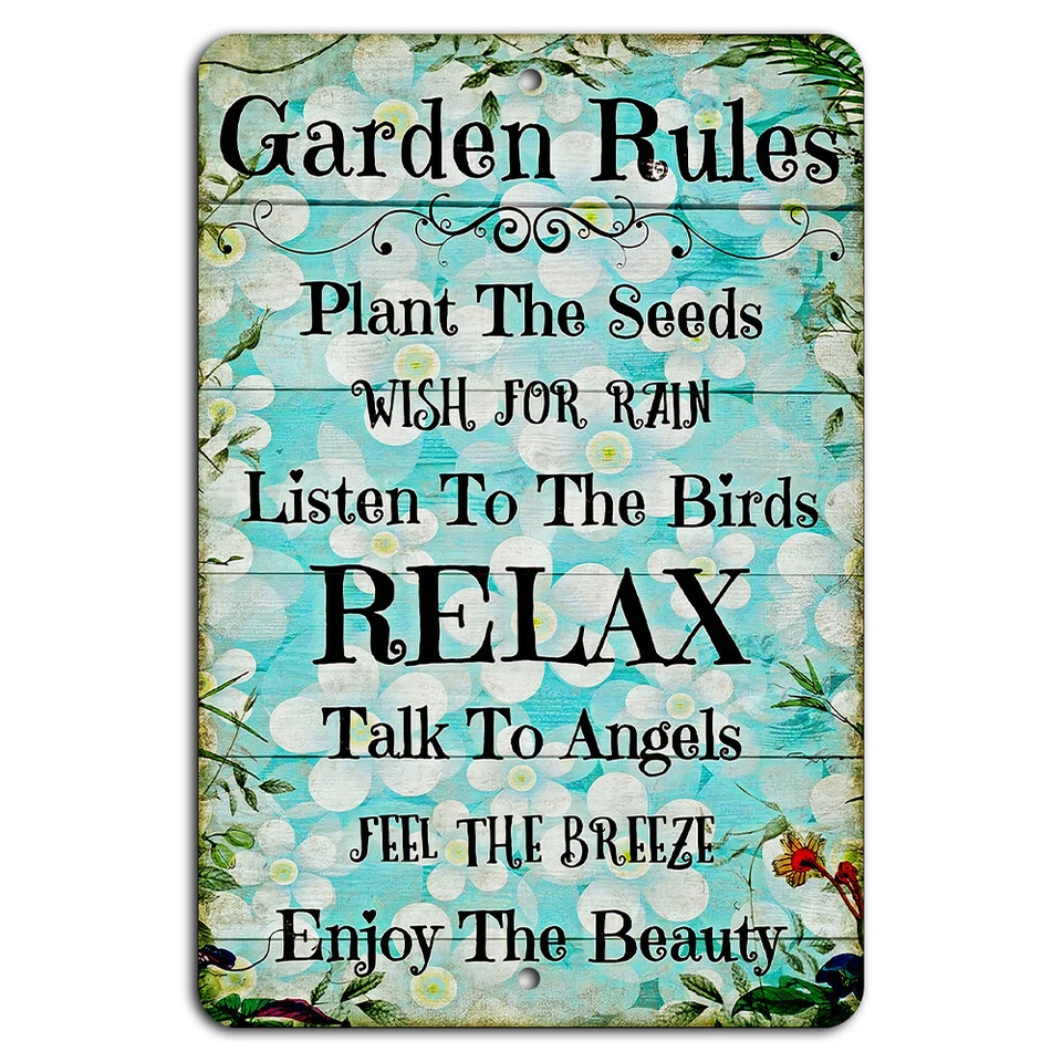 Letrero de metal vintage de reglas de jardín para amantes de la decoración floral Foto 1 de 1