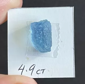 4.9ct 12x7.7mm Rough Intense Blue Aquamarine Resin Coated Gemstone - Picture 1 of 12