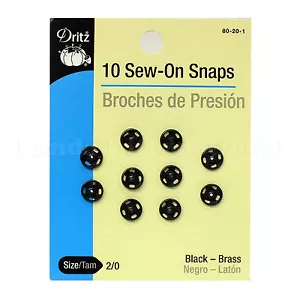Nuevos 10 broches de presión de Dritz talla 2/0, latón negro 80-20-1 - Imagen 1 de 3
