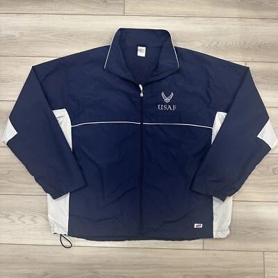 Soffe U.S Air Force Jacket Mens Large Blue Stretchy Full Zip Bomber B5 — 第 1/4 张图片