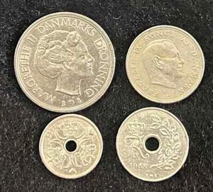Denmark 1964 - 1992 Set of 4 coins 1, 5 kroners, 25 ore - Picture 1 of 2