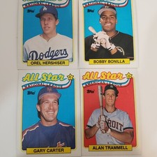1989 Topps All Stars Lot of 4 Orel Hershiser Bobby Bonilla Alan Trammell Gary Ca