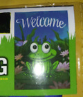 Small Garden Flag " WELCOME" FROG True Living Outdoors  12.5 x 18 