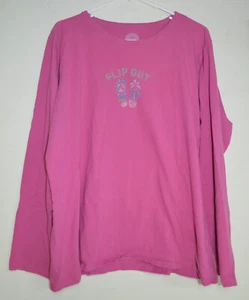Life Is Good "Flip Out" Sandals Womens Long Sleeve Classic Fit Tshirt XXL Pink - Picture 1 of 6
